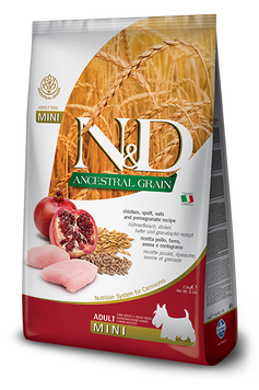Низькозерновий сухий корм Farmina N&D LOW GRAIN DOG ADULT MINI для собак дрібних порід (курка/гранат) 156374 фото
