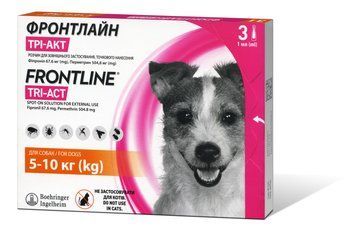 Капли на холке для собак Boehringer Ingelheim Frontline Tri-Act от 5 до 10 кг, 3 шт. 159912 фото