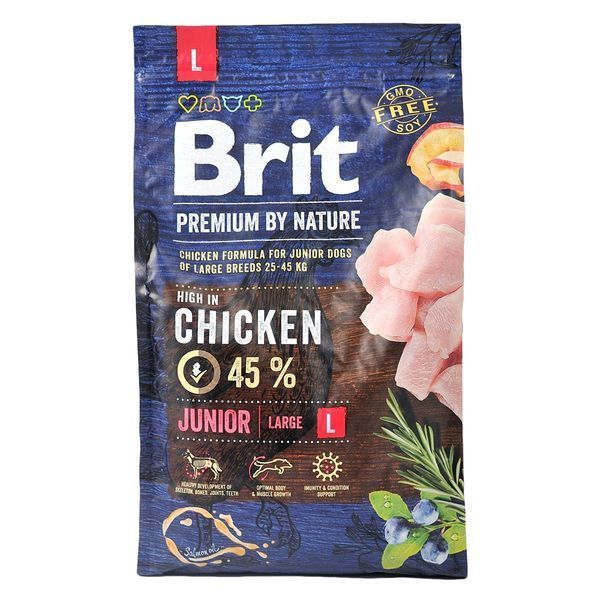 Сухий корм Brit Premium Dog Junior L для цуценят та юніорів великих порід, з куркою, 3 кг 170823/6420 фото