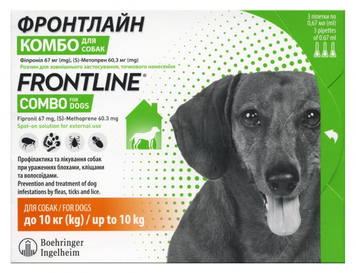 Капли на холке для собак Boehringer Ingelheim Frontline Combo Spot-ON от 2 до 10 кг, 3 шт. 159917 фото
