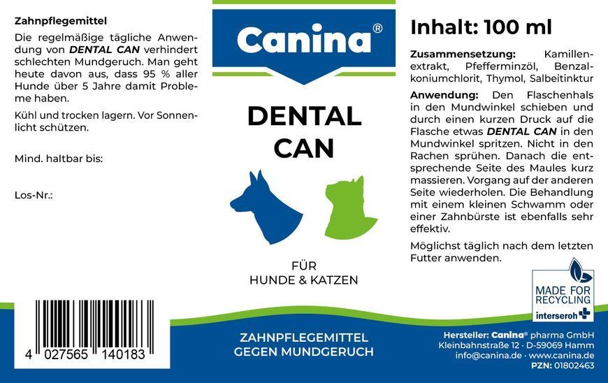 Средство для ухода за полостью рта Canina &laquo;Dental Can&raquo; 140183 AD фото