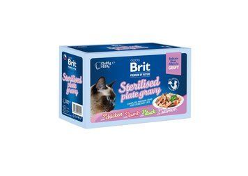 Корм вологий Brit Premium Delicate Fillets in Gravy Family Plate Sterilised для стерилізованих котів Сімейна тарілка в соусі 12 шт x 85 г BP_101165 фото