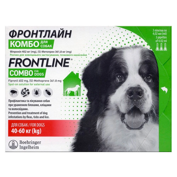 Капли на холке для собак Boehringer Ingelheim Frontline Combo Spot-ON от 40 до 60 кг, 3 шт. 159920 фото