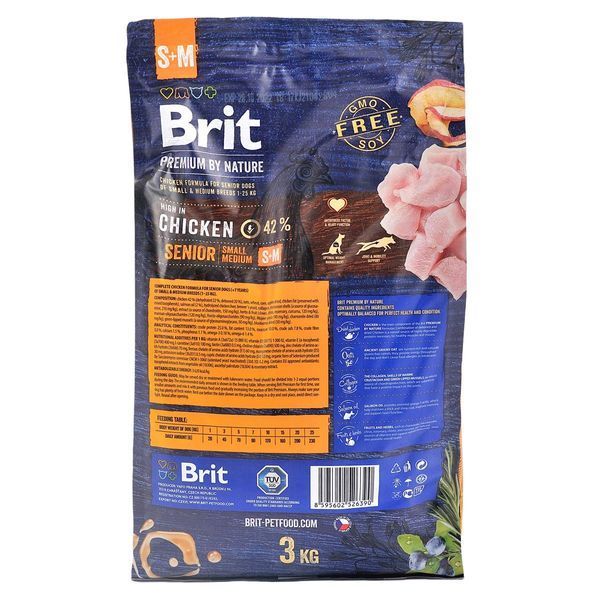 Сухой корм Brit Premium Dog Senior S+M для стареющих собак малых и средних пород, с курицей, 3 кг 170820/6390 фото