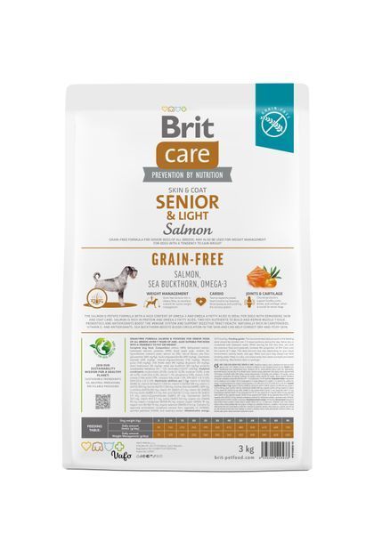 Сухий корм Brit Care Dog Grain-free Senior & Light для старіючих собак, беззерновий з лососем, 3 кг BC_172206 фото