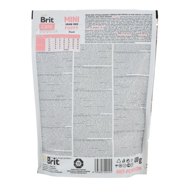Сухой корм Brit Care GF Mini Puppy для щенков миниатюрных пород, с ягненком, 400 г 170774/0145 фото