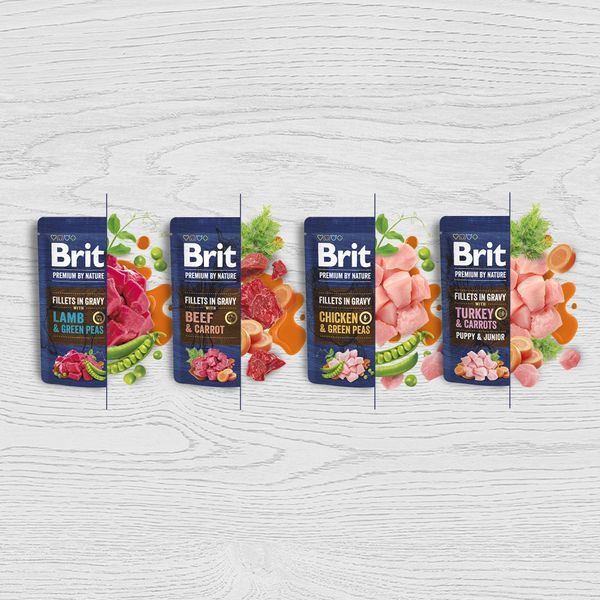 Корм вологий Brit Premium Fillets in Gravy Turkey & Carrots Puppy для цуценят малих порід філе в соусі індичка і морква 85 г BP_101243 фото