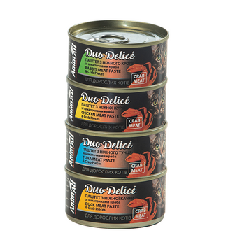 Набір вологого корму для котів AnimAll Duo Delice мікс з крабом 4х80 г 181614 фото