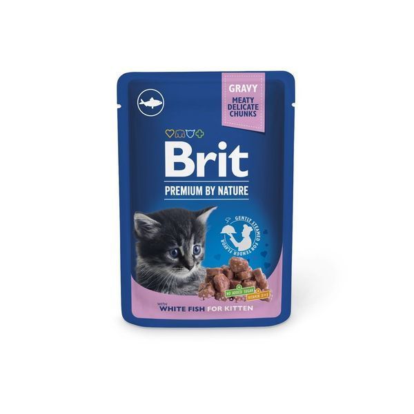Вологий корм Brit Premium Cat pouch для кошенят, біла риба, 100 г BP_111835 фото
