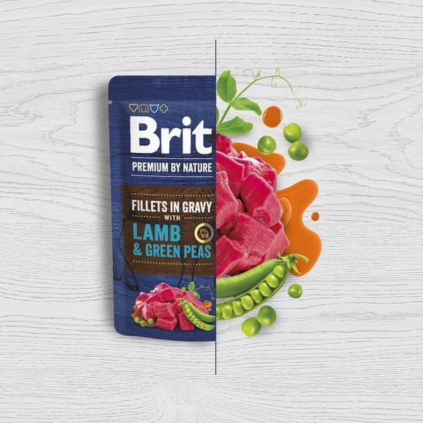 Корм вологий Brit Premium Fillets in Gravy Lamb & Green Peas для собак малих порід філе в соусі ягня і зелений горошок 85 г BP_101244 фото