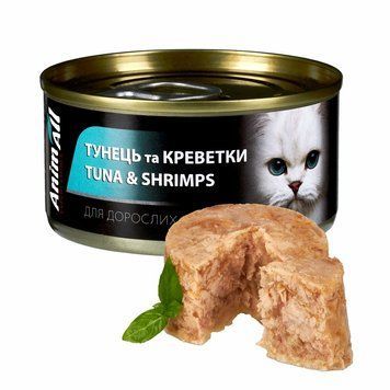 Вологий корм для котів AnimAll Тунець з Креветками 85г 168329 фото