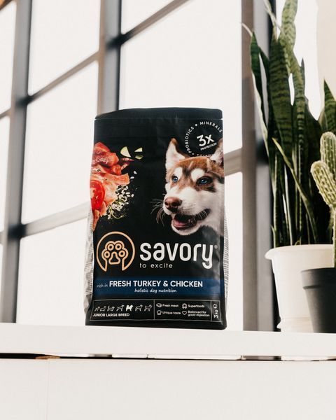 Сухой корм Savory для юниоров больших пород, со свежей индейкой и курицей, 3 кг Savory_30204 фото