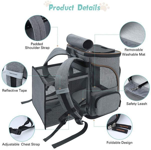 Расширяемый рюкзак для домашних животных Voyager Pet VB16007T VB16007T-black фото