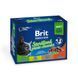Влажный корм Brit Premium Cat Набор паучей семейная тарелка для стерилизованных кошек, ассорти 4 вкуса, 100 г х 12 шт BP_111834 фото 1