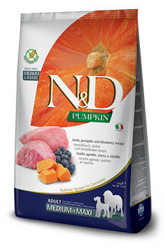 Беззерновий сухий корм Farmina N&D GRAIN FREE PUMPKIN DOG ADULT MEDIUM & MAXI для собак середніх та великих порід (гарбуз / ягня / чорниця) 156347 фото