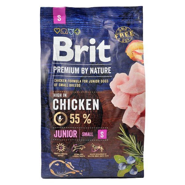 Сухий корм Brit Premium Dog Junior S для цуценят дрібних порід, з куркою, 3 кг 170807/6260 фото
