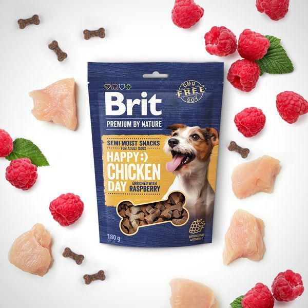 Ласощі для cобак Brit Premium Semi-moist Snacks Chicken with Raspberry напіввологі з куркою і малиною 180 г BP_112279 фото