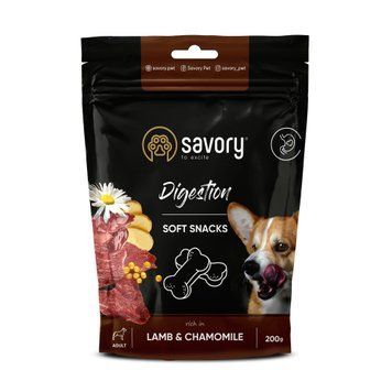 Мягкие лакомства Savory для улучшения пищеварения собак, ягненок и ромашка, 200 г Savory_31348 фото