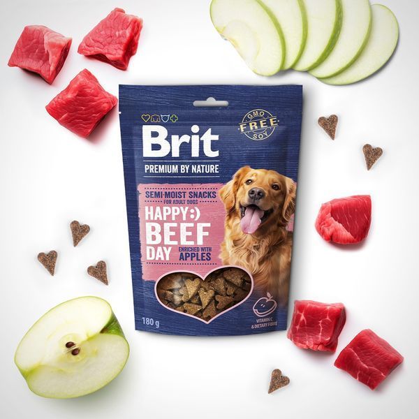 Лакомства для собак Brit Premium Semi-moist Snacks Beef with Apples полувлажные с говядиной и яблоками 180 г BP_112280 фото