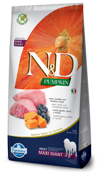 Беззерновий сухий корм Farmina N&D GRAIN FREE PUMPKIN DOG ADULT GIANT MAXI для собак великих і гігантських порід (гарбуз / ягня / чорниця) 156360 фото