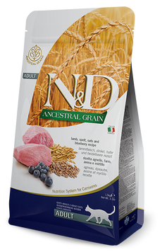 Низькозерновий сухий корм Farmina N&D LOW GRAIN CAT ADULT для дорослих кішок (ягня / чорниця) 156430 фото