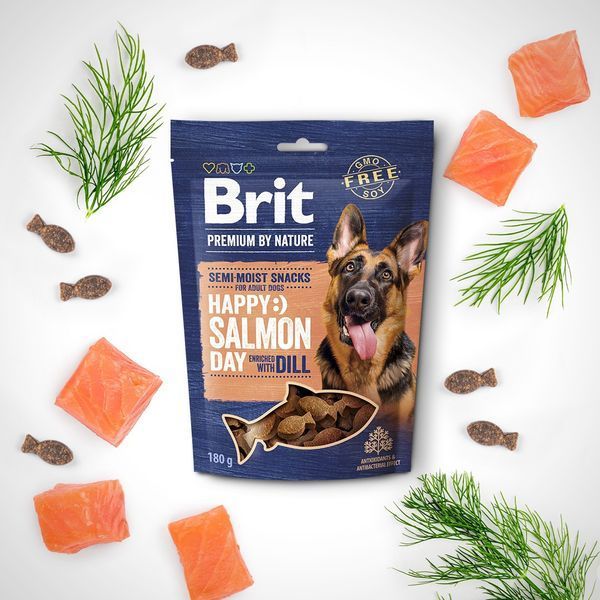 Ласощі для cобак Brit Premium Semi-moist Snacks Salmon with Dill напіввологі з лососем і кропом 180 г BP_112281 фото