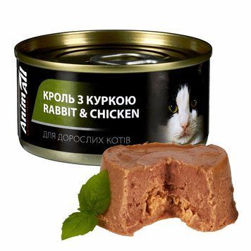 Вологий корм для котів AnimAll з кролем та куркою 80 г 177060 фото