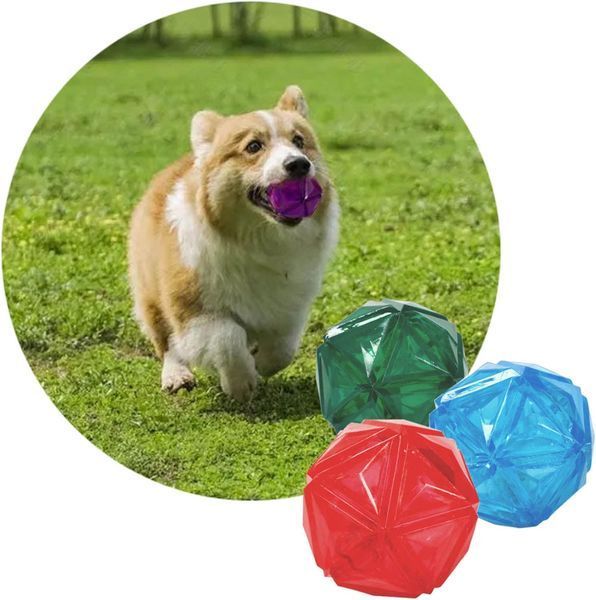 Светящийся мячик для собак Diamond Shape Elastic Squeaky Dog Ball с пищалкой 8FP600785 фото