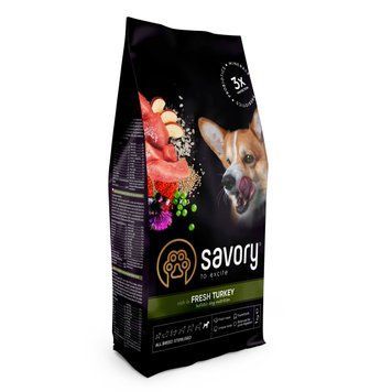 Сухой корм Savory All Breed для стерилизованных собак всех пород, со свежей индейкой, 1 кг Savory_31492 фото