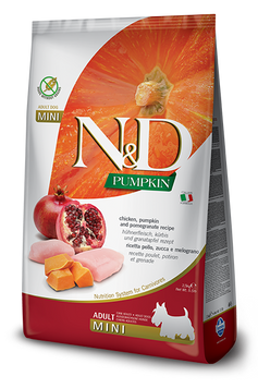 Беззерновий сухий корм Farmina N&D GRAIN FREE PUMPKIN DOG ADULT MINI для собак дрібних порід (гарбуз/курка/гранат) 156335 фото