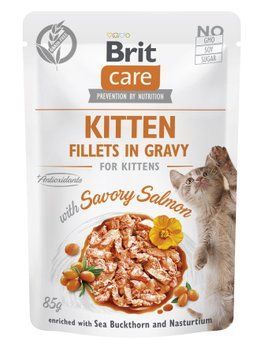 Корм влажный для котят Brit Care Cat Fillets in Gravy with Savory Salmon филе в соусе с лососем, пауч, 85 г BC_101046 фото