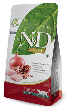 Беззерновий сухий корм Farmina N&D GRAIN FREE PRIME CAT ADULT для дорослих кішок (курка/гранат) 156408 фото