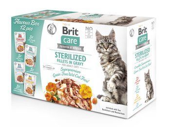 Корм влажный для стерилизованных кошек Brit Care Flavour box Sterilized филе в соусе, набор паучей 12 х 85 г BC_101048 фото