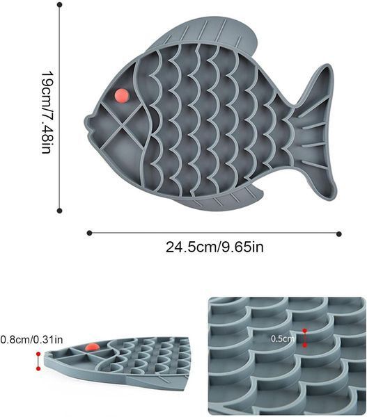 Силиконовый коврик для лизания для собак Derby Fish Shaped Dog Lick Mat PF0051-3 grey фото