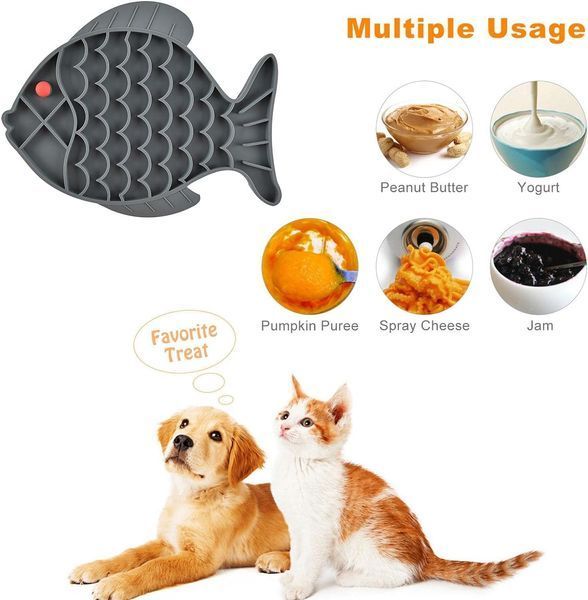 Силиконовый коврик для лизания для собак Derby Fish Shaped Dog Lick Mat PF0051-3 grey фото