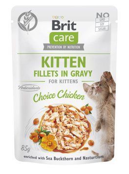 Корм влажный для котят Brit Care Cat Fillets in Gravy Choice Chicken филе в соусе с курицей, пауч, 85 г BC_101047 фото