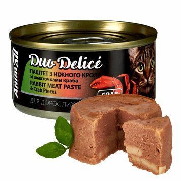 Вологий корм для котів AnimAll Duo Delice Паштет з кроля зі шматочками краба 80 г 177064 фото