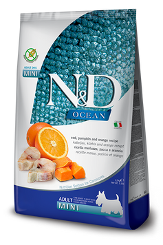 Беззерновий сухий корм Farmina N&D Grain Free OCEAN PUMPKIN для собак дрібних порід з тріскою та апельсином 173415 фото