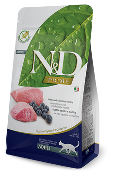 Беззерновий сухий корм Farmina N&D GRAIN FREE PRIME CAT ADULT для дорослих кішок (ягня / чорниця) 156410 фото